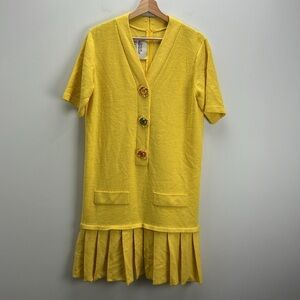Vintage Steve Fabrikant Dress Saks Fifth Avenue Yellow Knit Medium Dopamine